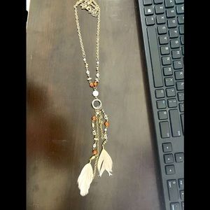 Silver and Gold plated statement feather necklace